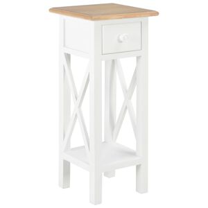 vidaXL Telephone Table | White, Brown | MDF, Pinewood | 27x27x65.5 cm | Storage