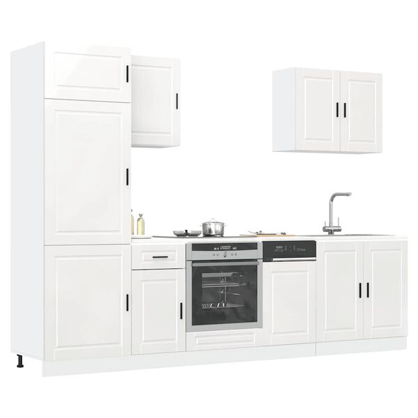 vidaXL 7 Piece Kitchen Cabinet Set Porto High Gloss White Engineered Wood