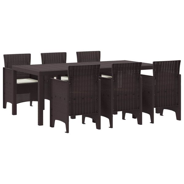 vidaXL Garden Dining Set 7 pcs Brown Polypropylene