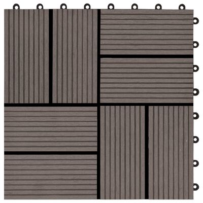 vidaXL 11 pcs Decking Tiles WPC 30x30 cm 1 sqm Dark Brown