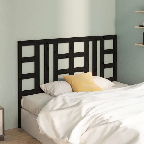 vidaXL Bed Headboard Black 126x4x100 cm Solid Wood Pine