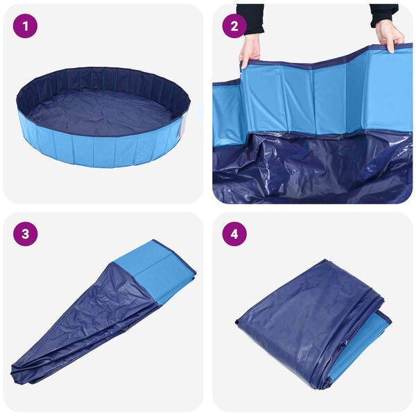 vidaXL Foldable Dog Swimming Pool Folding Blue 120 x 120 x 30 cm PVC
