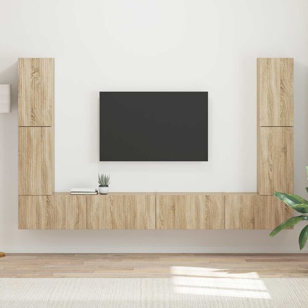 vidaXL TV Cabinet Set 8 pcs Sonoma Oak Engineered Wood
