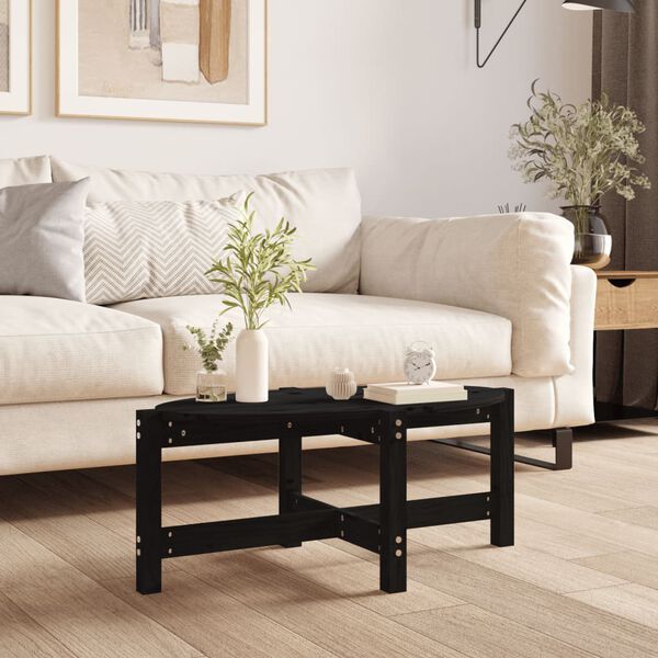 vidaXL Coffee Table Black 87x48x35 cm Solid Wood Pine