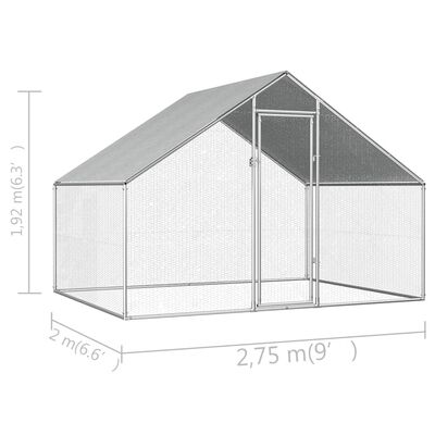 vidaXL Outdoor Chicken Cage 2.75x2x1.92 m Galvanised Steel