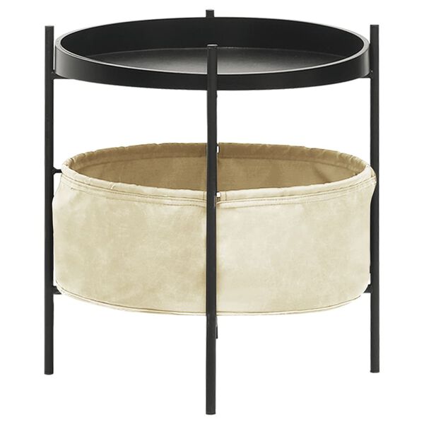 vidaXL Side Table with Basket 40x40x45.5 cm Cream