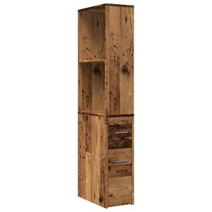 vidaXL Narrow Bathroom Cupboard with Wheels Old Wood Engineered Wood