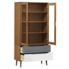 vidaXL Vitrine Cabinet MOLDE Brown 90x35x175 cm Solid Wood Pine