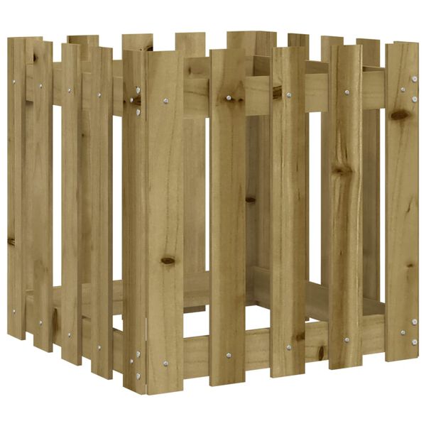 vidaXL Garden Planter with Fence Design 50x50x50 cm Impregnated Wood Pine