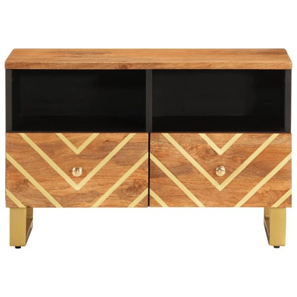 vidaXL TV Cabinet Brown and Black 70x33.5x46 cm Solid Wood Mango