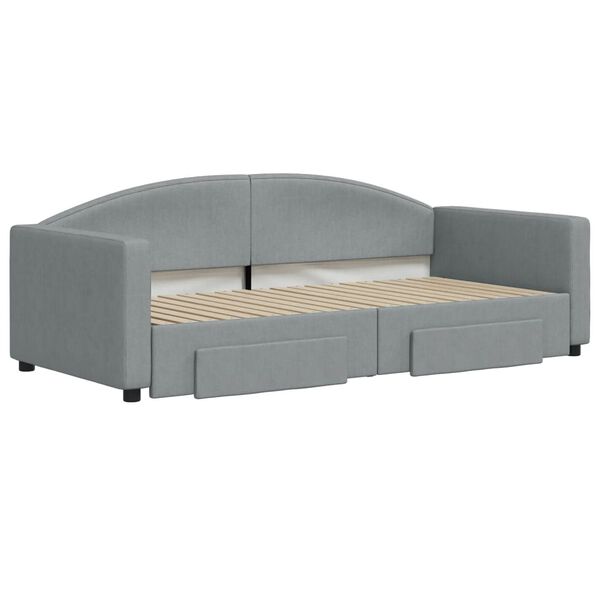 vidaXL Daybed with Trundle&Drawers without Mattress Light Grey 90x190 cm Single