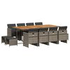 vidaXL 13 Piece Garden Dining Set with Cushions Grey Poly Rattan