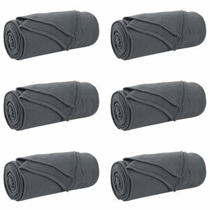 vidaXL Throw Blankets 6 pcs Dark Grey 200 x 150 cm 2.61 kg Fleece
