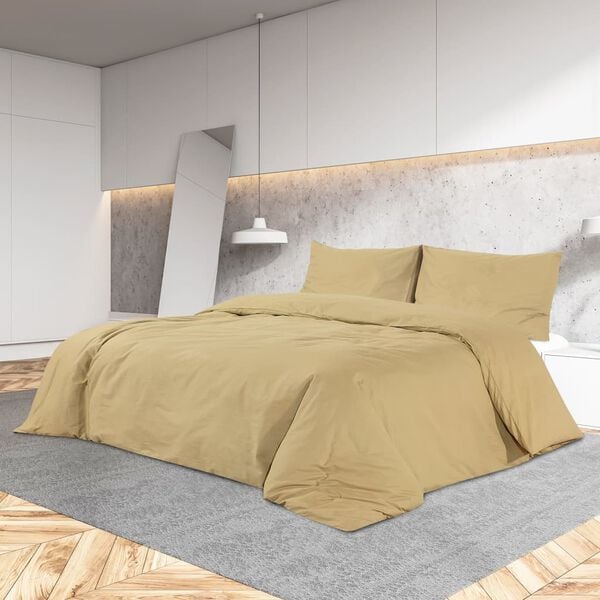 vidaXL Duvet Cover Set Taupe 140x200 cm Light-weight Microfiber