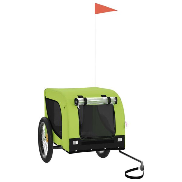 vidaXL Pet Bike Trailer Green and Black Oxford Fabric and Iron