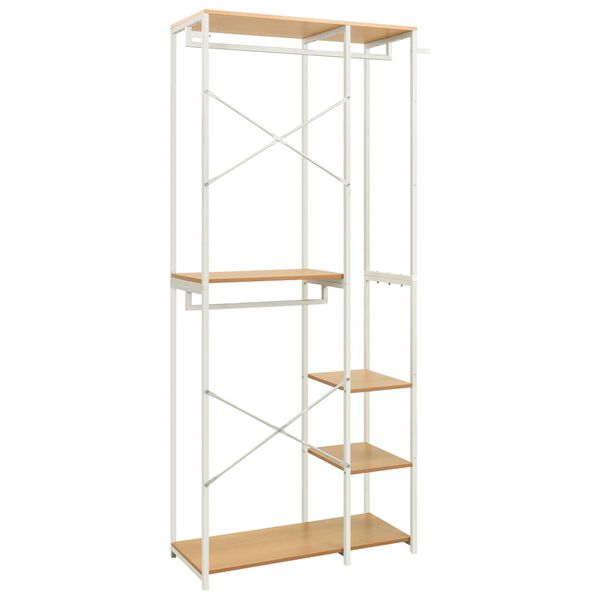 vidaXL Wardrobe White and Oak 90x40x213 cm Metal and Engineered Wood