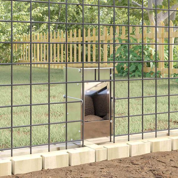 vidaXL Rabbit Feeder Silver 12.5 x 12.5 x 25 cm Galvanised Steel