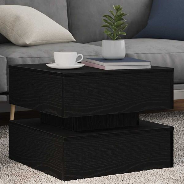 vidaXL Coffee Table with LED Lights Black Oak 50x50x40 cm