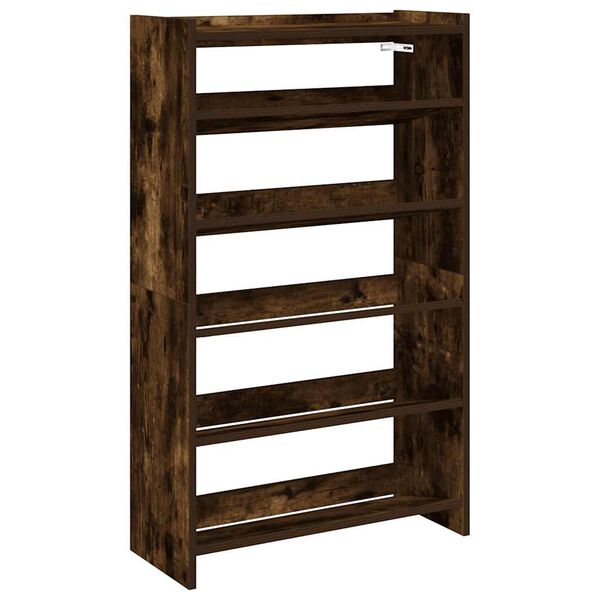 vidaXL Shoe Rack Smoked Oak 60x25x100 cm Engineered Wood