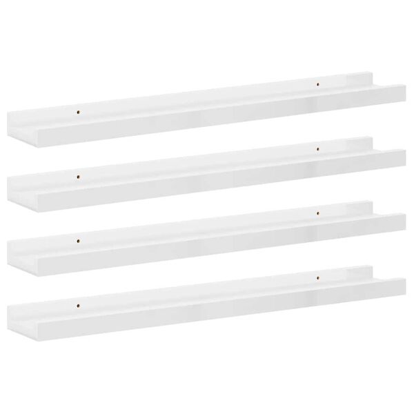 vidaXL Wall Shelves 4 pcs High Gloss White 60x9x3 cm