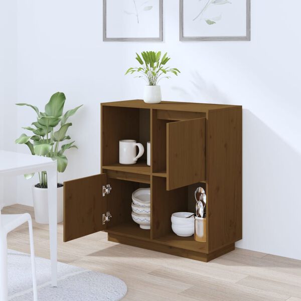 vidaXL Sideboard Honey Brown 74x35x80 cm Solid Wood Pine