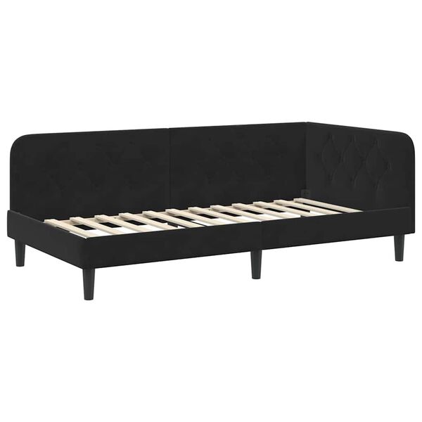 vidaXL Corner Bed Frame with Headboard Black 90 x 190 cm Velvet