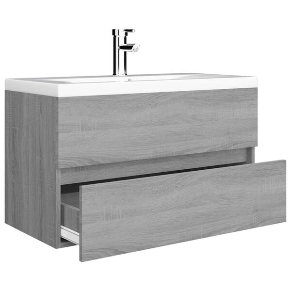 vidaXL Sink Cabinet with Built-in Basin Grey Sonoma Engineered Wood