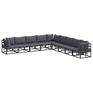 vidaXL Garden Sofa Set 9 pcs Black Aluminium