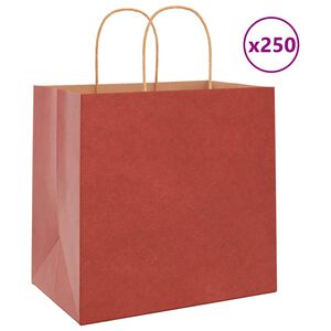vidaXL Paper Bags 250 pcs with Handles Red 26x17x25 cm