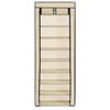 vidaXL Shoe Cabinet with Cover Cream 57x29x162 cm Fabric