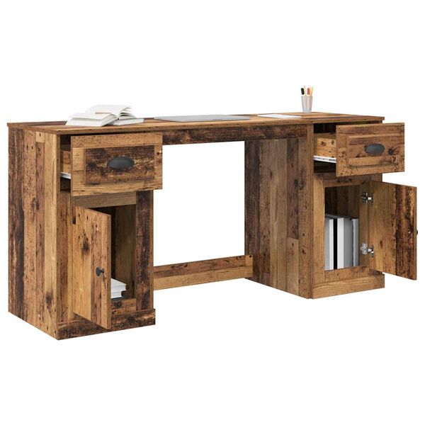 vidaXL Desk with Cabinet Old Wood 154.5 x 50 x 75 cm Engineered Wood