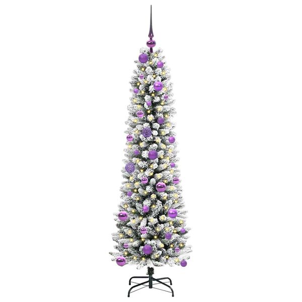 vidaXL Artificial Christmas Tree with 150 LEDs Green and white 150 cm