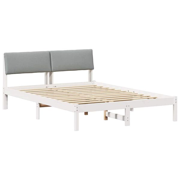 vidaXL Bed frame White and light grey 140 x 190 cm Solid pine wood