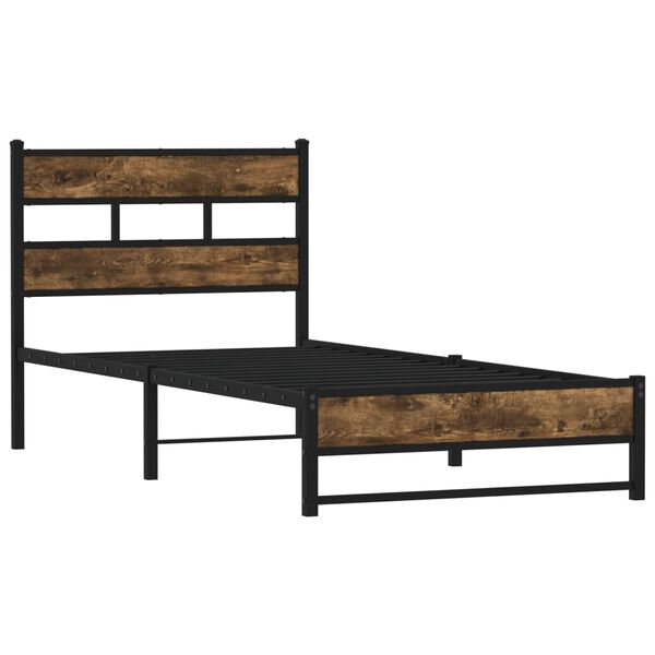 vidaXL Metal Bed Frame without Mattress Smoked Oak 80x200 cm