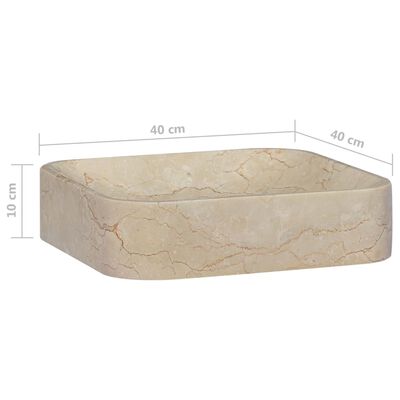 vidaXL Sink Cream 40x40x10 cm Marble