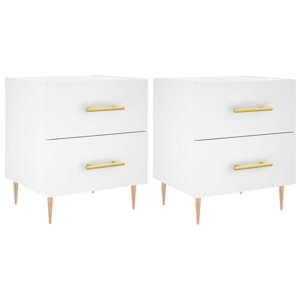 vidaXL Bedside Cabinets 2 pcs White 40x35x47.5 cm Engineered Wood