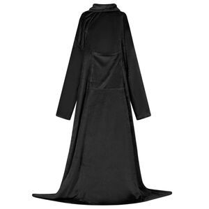 vidaXL Blanket Hoodie Black F Flannel
