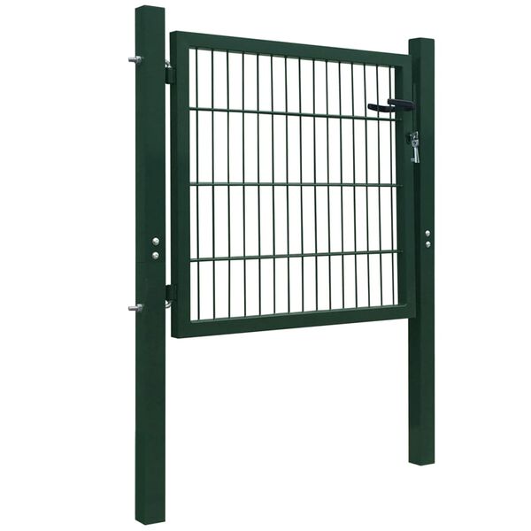 vidaXL Fence Gate Steel Green 105x150 cm