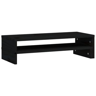 vidaXL Monitor Stand Black (52-101)x22x14 cm Solid Wood Pine