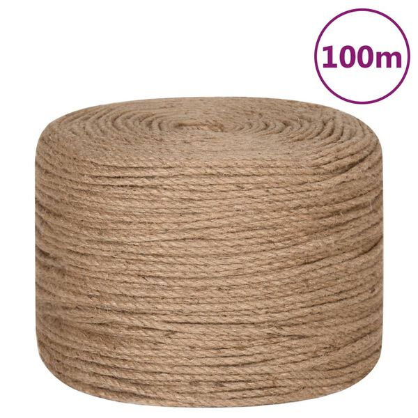 vidaXL Jute Rope 100 m Long 8 mm Thick