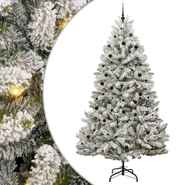 vidaXL Artificial Christmas Tree Green and White 300 cm PVC and Metal