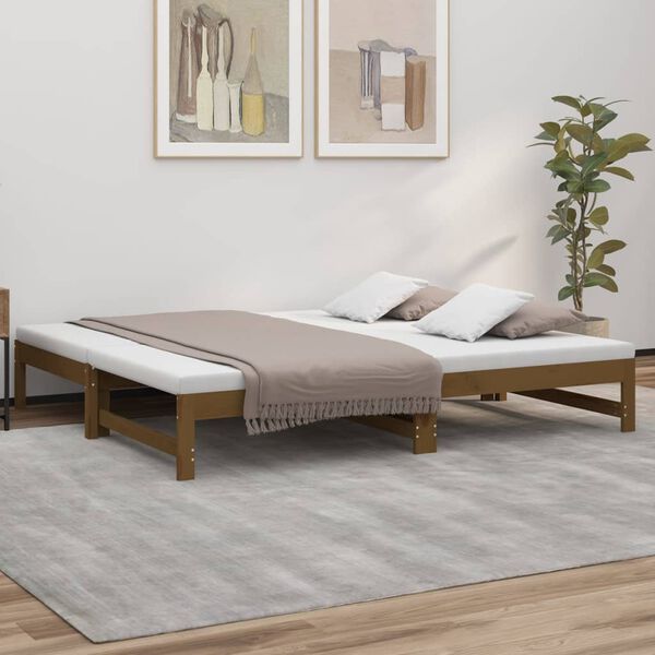 vidaXL Pull-out Day Bed without Mattress Honey Brown 2x(90x190) cm