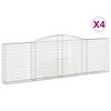 vidaXL Arched Gabion Baskets 4 pcs 400x30x120/140 cm Galvanised Iron