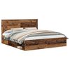 vidaXL Bed Frame with Headboard Old Wood 200 x 200 cm Solid Pine Wood