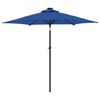 vidaXL Garden Parasol with LEDs and Steel Pole Azure Blue 225x225x212cm