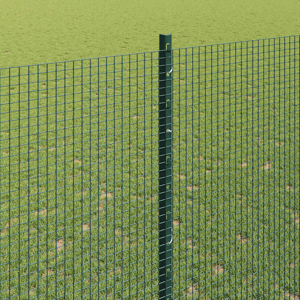 vidaXL Fence with Post Green 1.5 x 10 cm Steel