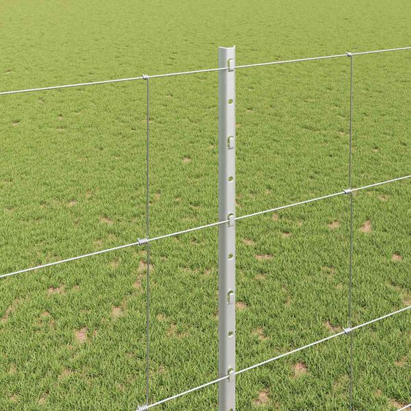 vidaXL Fence with Post Silver 1.5 x 25 m Steel