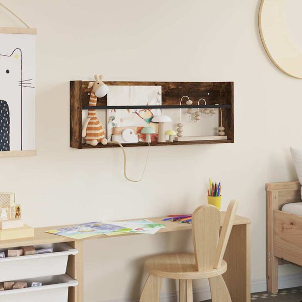 vidaXL Magazine Rack Smoked Oak 80 x 12 x 30 cm Engineered Wood