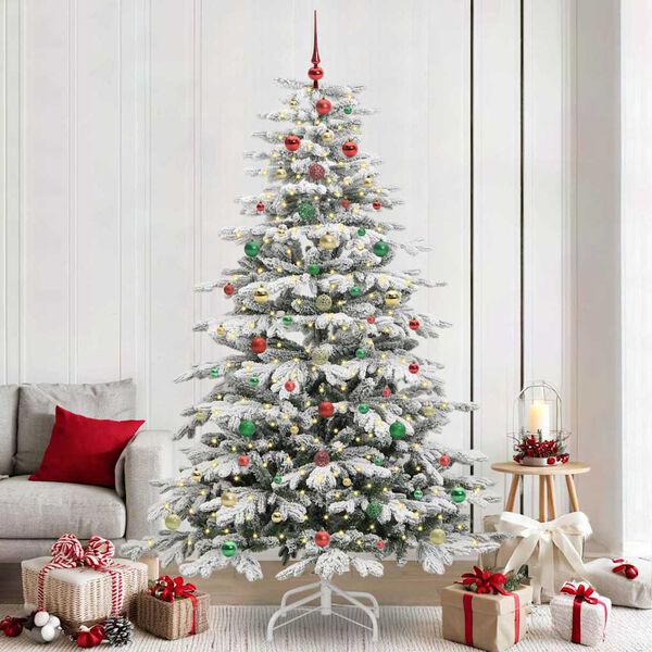vidaXL Artificial Hinged Christmas Tree White 240 cm PE and PVC
