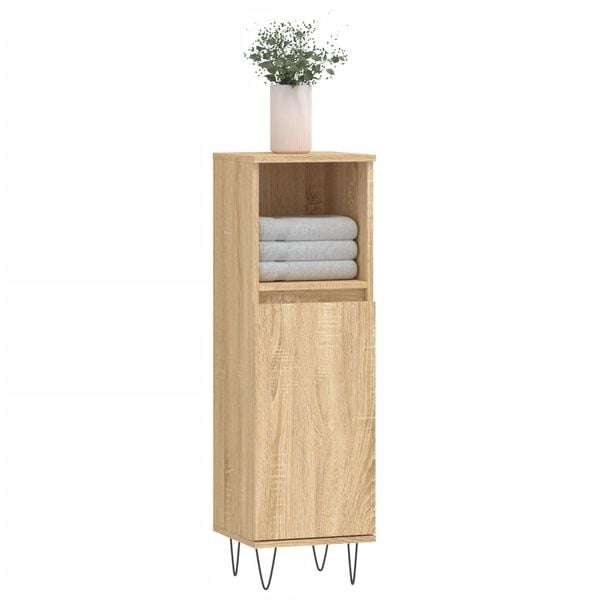 vidaXL Bathroom Cabinet Sonoma Oak 30x30x100 cm Engineered Wood